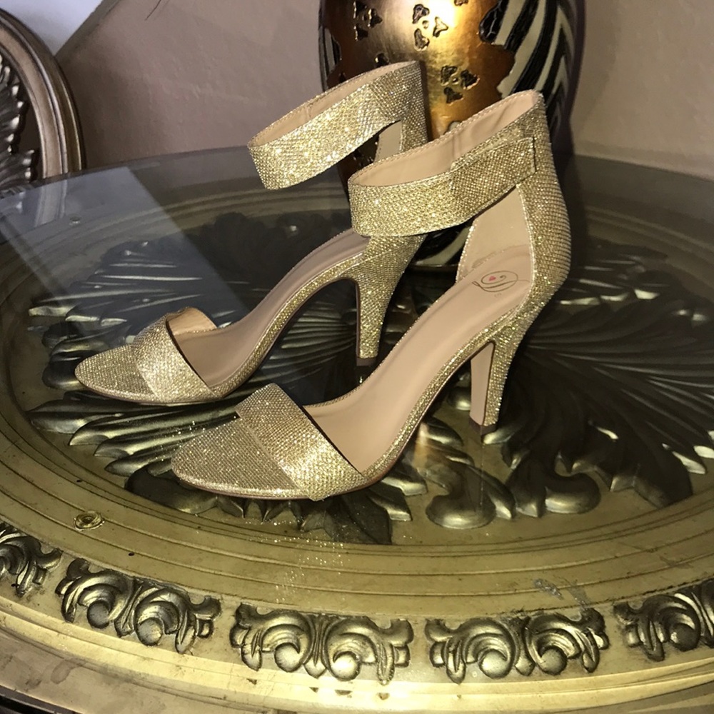 Gold Ankle Strap Heels